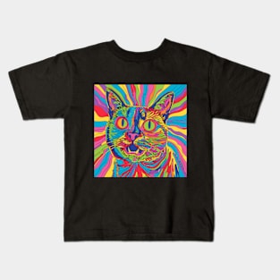 Psychedelic Cat Kids T-Shirt